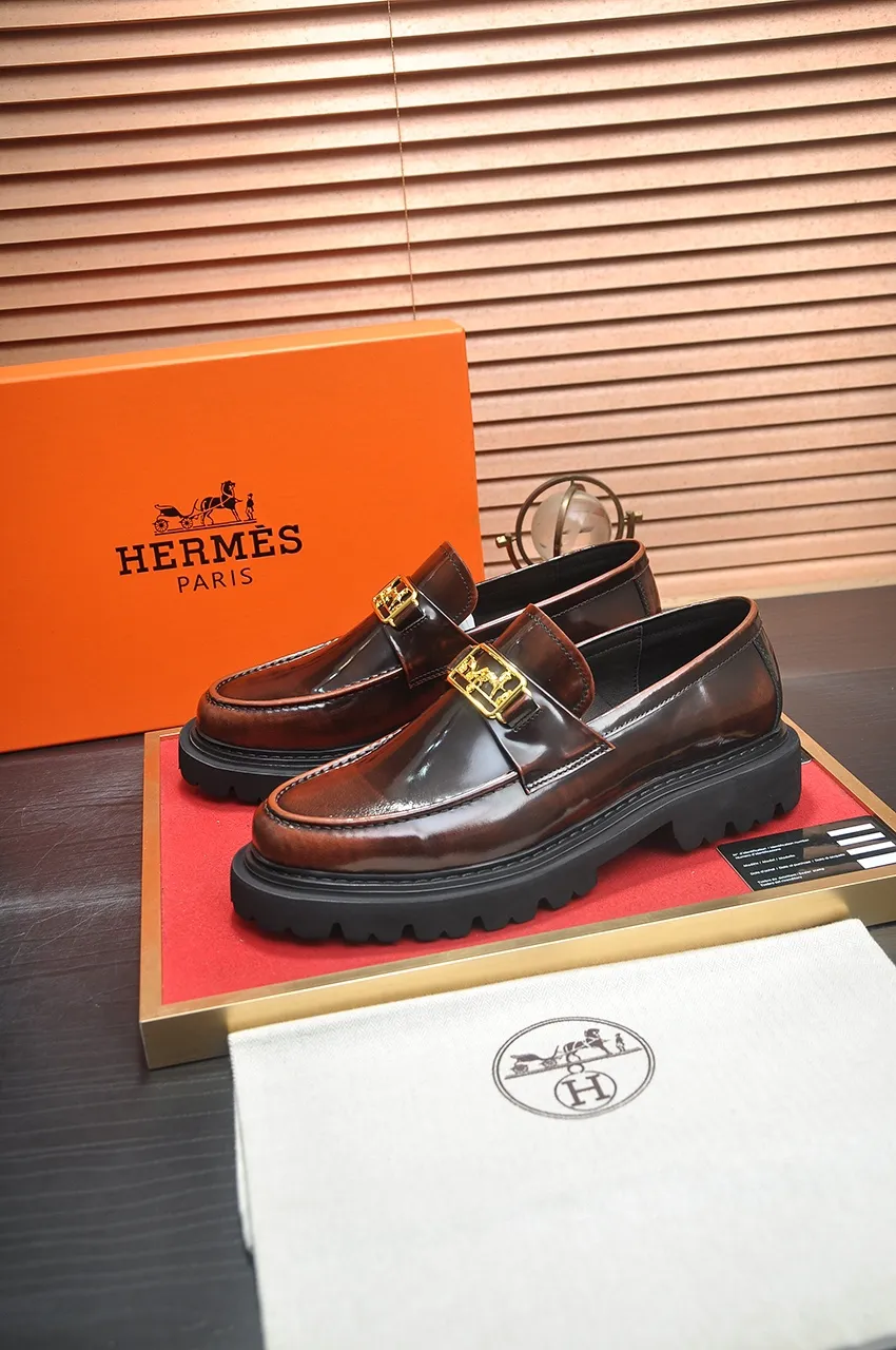 Men's men's shoes 💰720💶【[Hermes HERMES】】(High-end Niuli) New 🍀 HERMES - top version of classic casual leather shoes! Made of imported original cowhide, the inner top layer is comfortable cowhide lining! Original wear-resistant rubber foam outsole! High quality products! Code number 38-45 (45 customized)